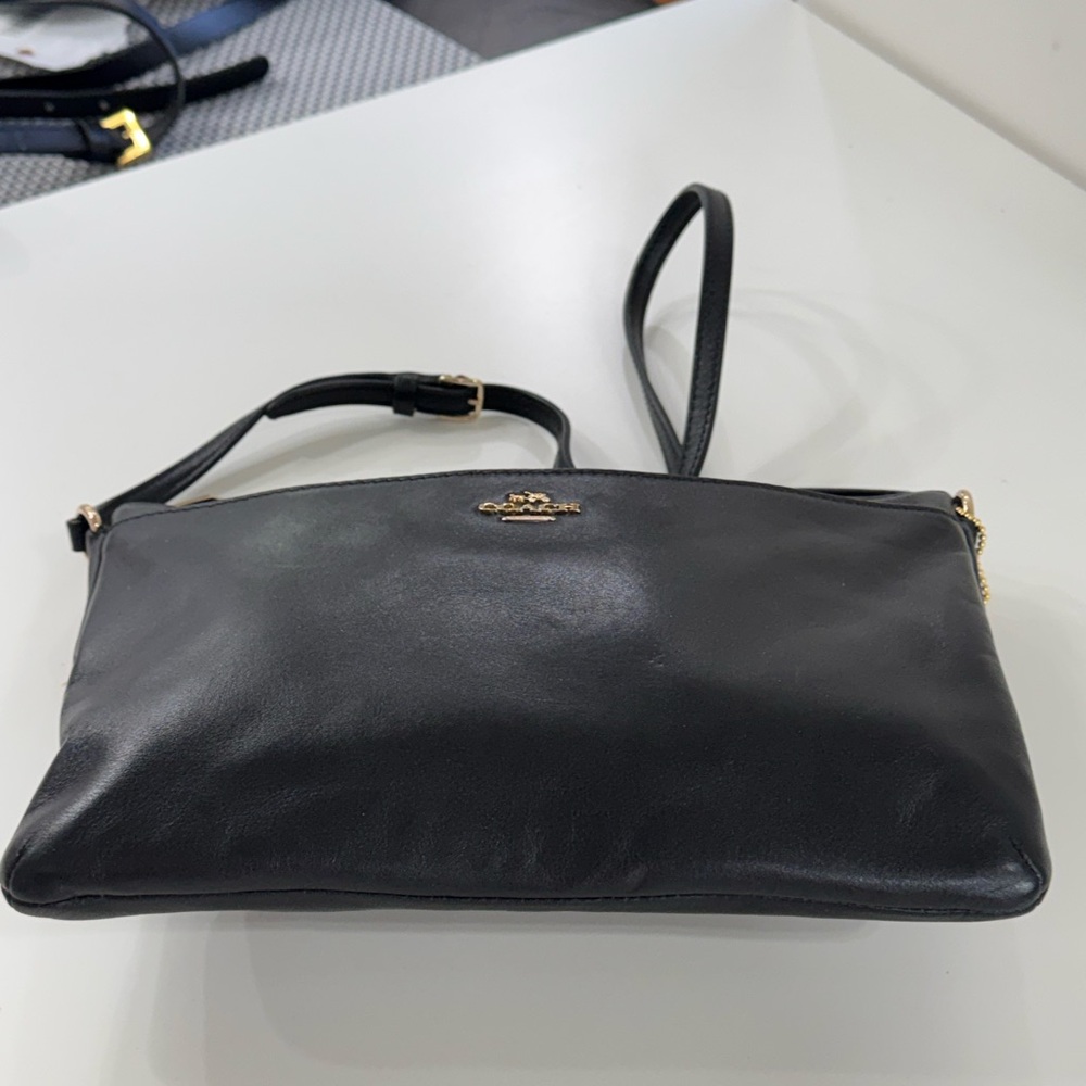 Coach Black Leather Crossbody with Gold Logo - Picture 3 of 8